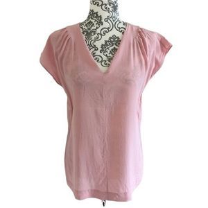 Escada Silk Flutter Sleeve Top Sheer Pink size 8